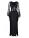 Black 1980s Gothic Sheer Sleeve Corset Slit Dress - vintage dress, retro fashion, classic black
