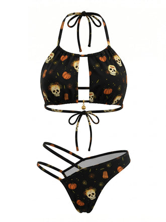 Black-1980s-Gothic-Skull-Bikini-Set, vintage, retro, swimwear