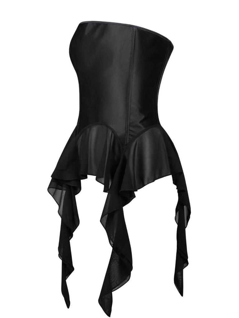 Black 1980s Gothic Strapless Lace Corset Top Retro Stage gothic-corset-black-corset-top-fashion