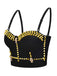 Black 1980s Halloween Punk Rivet Gothic Camisole - vintage fashion, retro style, classic black