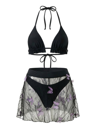 Black 1980s Knit Bikini - vintage fashion, retro style, classic black