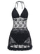 Black 1980s Lace Halter One-Piece Swimsuit 6