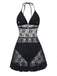 Black 1980s Lace Halter One-Piece Swimsuit 5