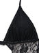 Black 1980s Lace Halter One-Piece Swimsuit 3