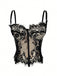 Black 1980s Lace Steampunk Herringbone Corset - vintage fashion, retro style, classic black