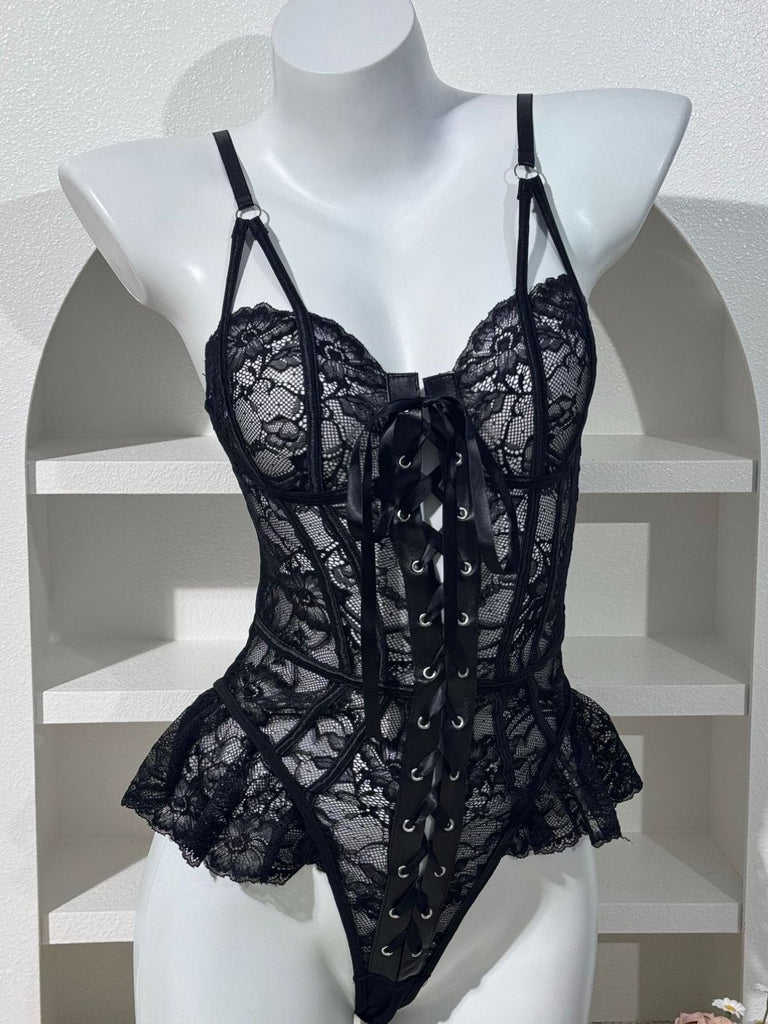 Black 1930s Lace Two Piece Set 5