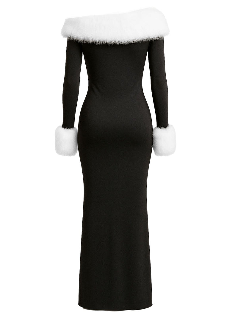 christmas dresses with fur Elegant Plush Christmas dress Women for Women SPECIAL DESIGN FEATURES Red 1950s Christmas Strapless Bow