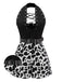 Black 1980s Punk Halter Hollow Cow Pattern Romper - vintage jumpsuit, retro fashion, classic black