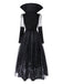 Black 1980s Queen Skull Long Sleeve Mesh Dress - vintage dress, retro fashion, classic black