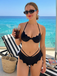 Black 1980s Solid Gothic Bat Wings Bikini Set, vintage swimsuit, pin-up swimwear - perfect for women who love vintage and retro fashion