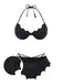 Black 1980s Solid Gothic Bat Wings Bikini Set - vintage fashion, retro style, classic black