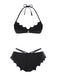 Black 1980s Solid Gothic Bat Wings Bikini Set - vintage fashion, retro style, classic black