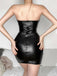 Black 1980s Solid Steampunk Leather Pencil Dress — a 1980s silhouette that turns sidewalks into runways