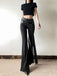 Black 1980s Steampunk Bootcut Rivet Pants — 1980s style for the woman going places