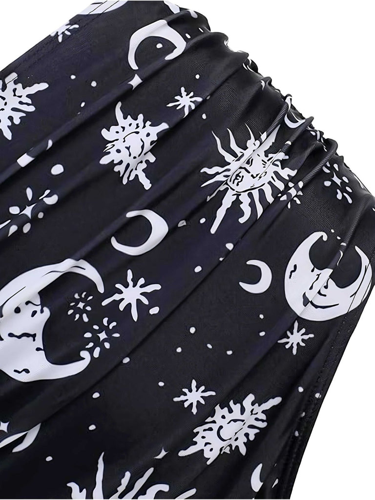 Black 1980s Strap Galaxy Print Gothic Bikini Set — because 1980s glamour never goes out of style