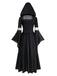 Black & Blue 1930s Witch Lace-Up Hooded Dress - vintage dress, retro fashion, classic black
