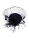 Black Faux Feather Fascinator Hat With Veil - vintage fashion, retro style, classic black