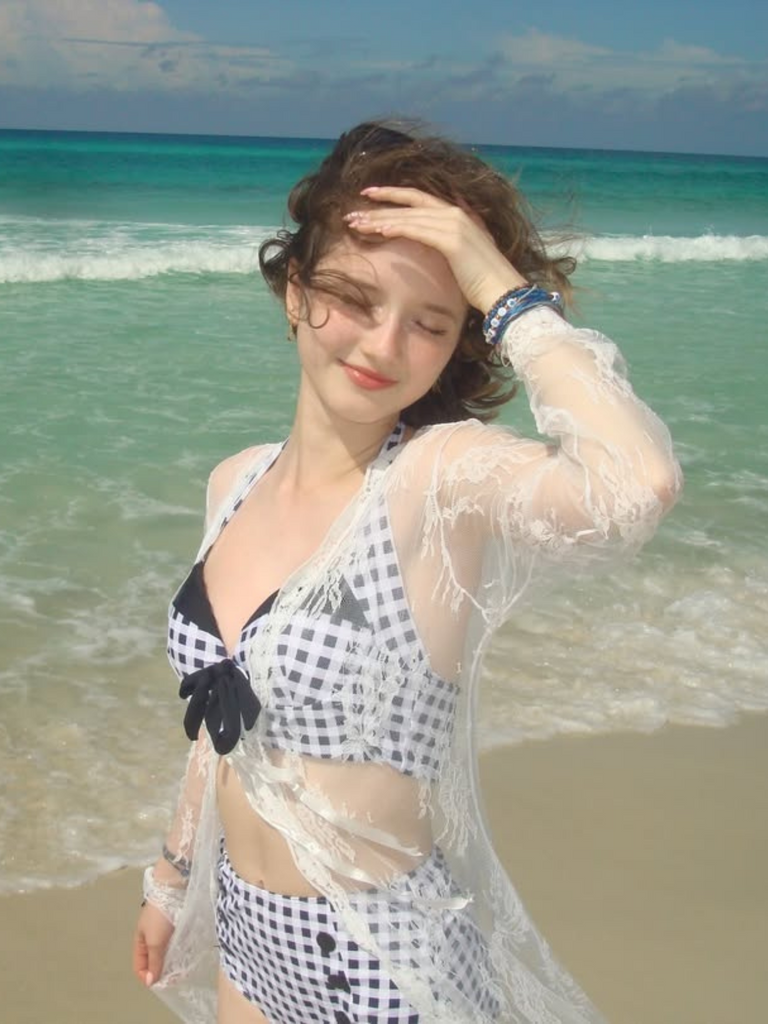 Black Gingham Halter Bowknot Bikini Set - vintage fashion, retro style, classic black