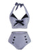 Black Gingham Halter Bowknot Bikini Set: timeless style reimagined