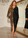 She slips into this Black & Gold 1960s V-Neck Sequined Patchwork Dress and suddenly it's a 1960s daydream