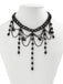 Black Gothic Artificial Crystal Tassels Pendant Necklace - vintage fashion, retro style, classic black