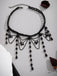 Black Gothic Artificial Crystal Tassels Pendant Necklace - vintage fashion, retro style, classic black