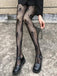 Black Gothic Skull Fishnet Tights - vintage fashion, retro style, classic black