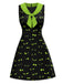 Black & Green 1960s Halloween Demon Eyes Dress - vintage dress, retro fashion, classic black