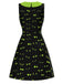 Black & Green 1960s Halloween Demon Eyes Dress - vintage dress, retro fashion, classic black