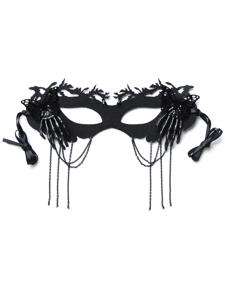 Black Halloween Butterfly Skeleton Party Mask - vintage fashion, retro style, classic black