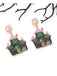 Black Halloween Cartoon Haunted House Earrings: vintage detail work for the woman who notices