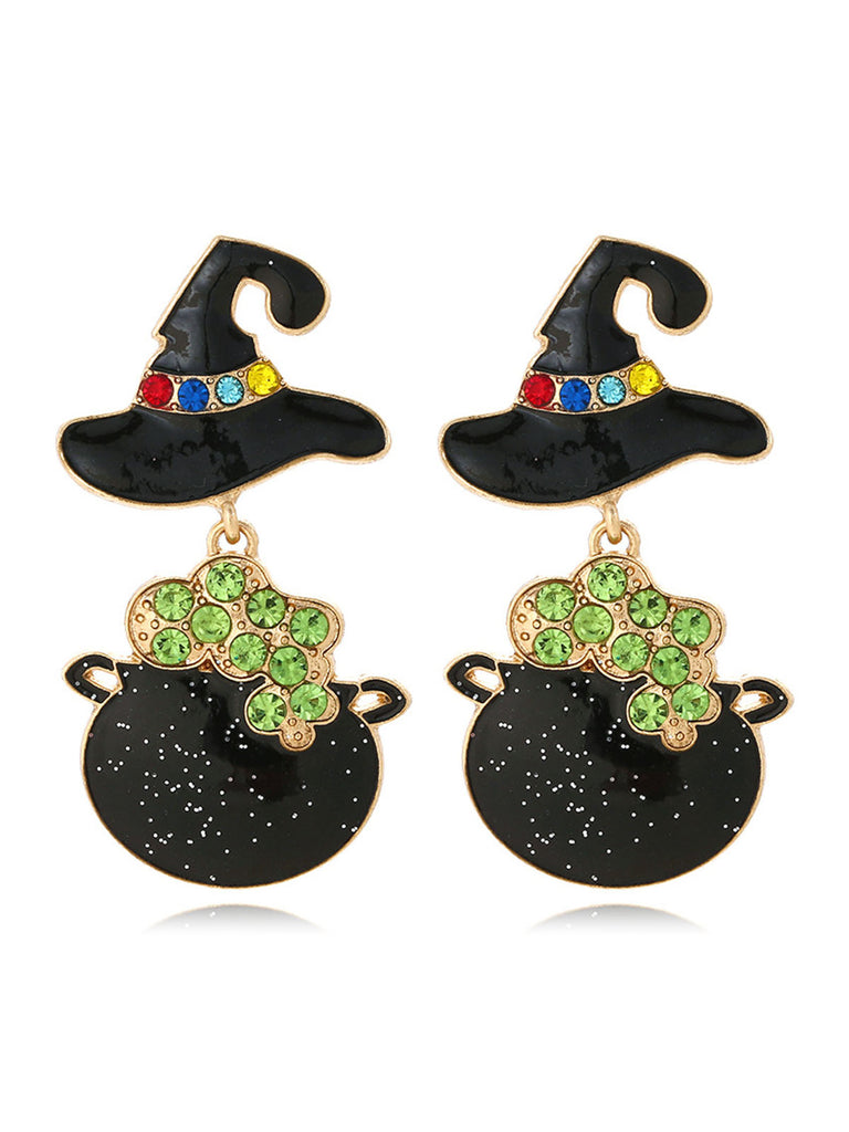 She adds this Black Halloween Cartoon Witch Hat Earrings and suddenly it's vintage perfection