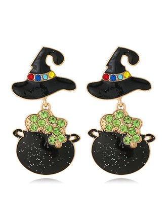 She adds this Black Halloween Cartoon Witch Hat Earrings and suddenly it's vintage perfection