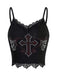 Black Halloween Cross Rhinestone Camisole: a vintage classic that whispers rather than shouts