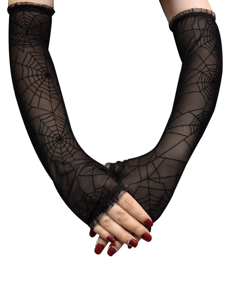Black Halloween Spider Web Sheer Gloves: timeless style reimagined