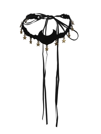 Black Moon & Stars Flannelette Halloween Necklace: timeless style reimagined