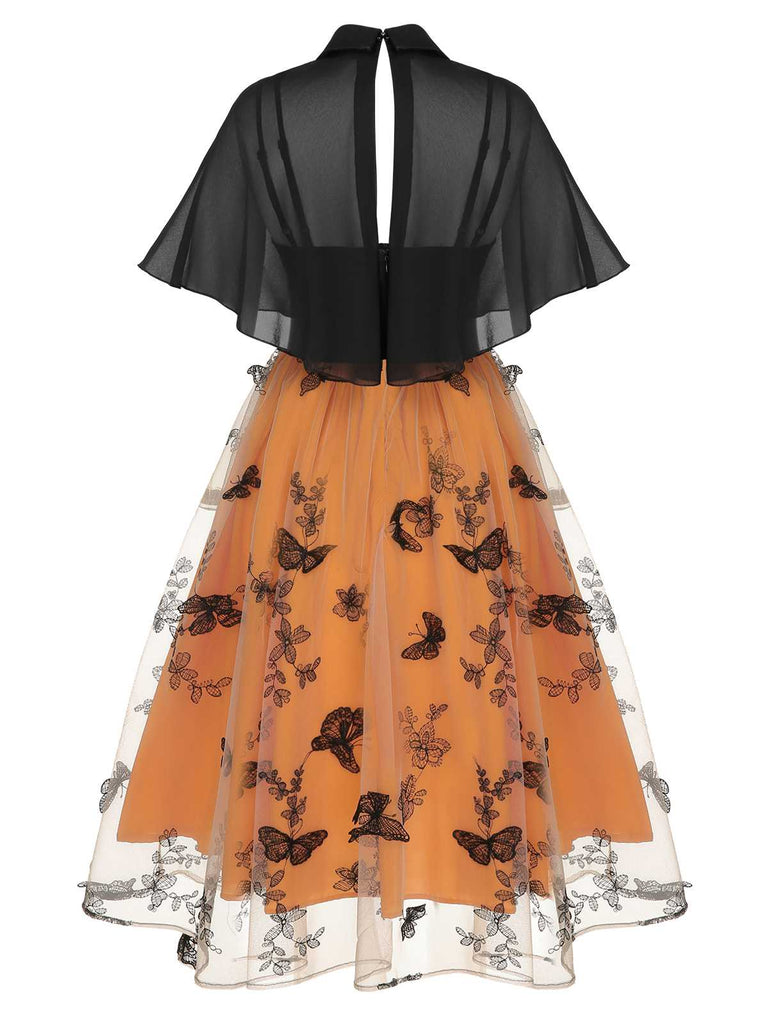 Halloween Dress Cloak Black & Orange 3D Butterfly Dress Halloween Dress Cloak Black & Orange 3D Butterfly Dress