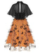 Black & Orange 1950s 3D Butterfly Cloak Dress — vintage elegance for the modern woman
