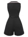 Black & Pink 1950s Solid Tie Lapel Romper — 1950s style that transcends decades