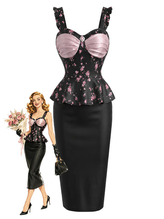 [Pre-Sale] Black 1960s Floral Vintage Classic Dress