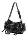 Black Punk Studded Buckle Shoulder Bag - vintage fashion, retro style, classic black