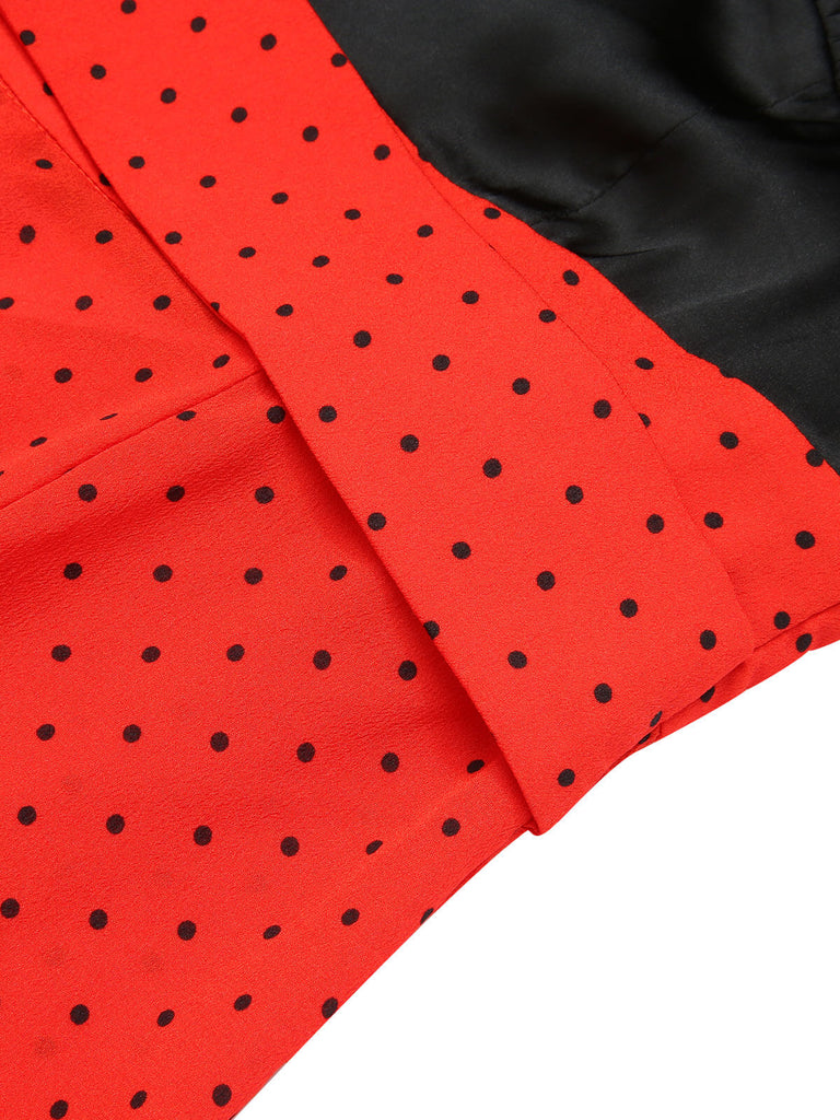 Black & Red 1930s Polka Dot Patchwork Jumpsuit, vintage romper, retro jumpsuit - perfect for women who love vintage and retro fashion