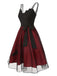 Black & Red 1950s Bat Mesh Dress, vintage dress, retro fashion, rockabilly, pin-up fashion - perfect for women who love vintage and retro fashion