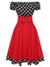 Black & Red 1950s Polka Dots Off Shoulder Dress, vintage dress, retro fashion, rockabilly, pin-up fashion - perfect for women who love vintage and retro fashion