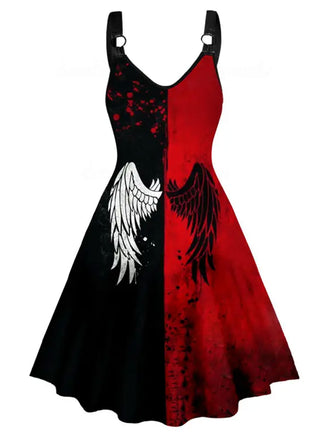 Black & Red 1950s Wings Blood Strap Dress, vintage dress, retro fashion, rockabilly, pin-up fashion - perfect for women who love vintage and retro fashion