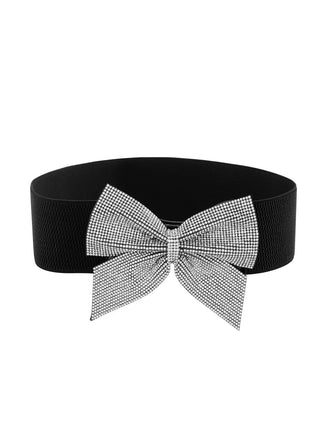 She adds this Black Rhinestone Bow High Stretch Belt and suddenly it's vintage perfection