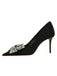 Black Rhinestone Satin Pointed Toe Stiletto Heels: timeless vintage elegance she makes her own