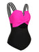 Black & Rose Red 1960s Color Block Swimsuit: 1960s Riviera elegance, reimagined for her