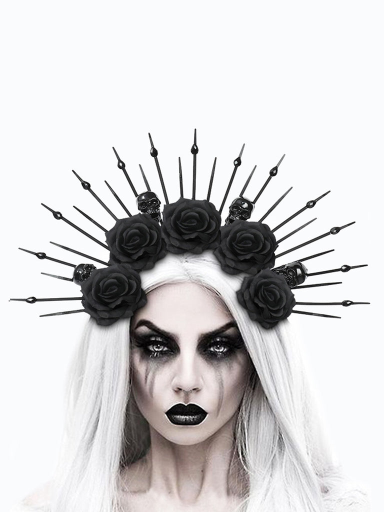 Black Skeleton & Rose Headwear: timeless vintage elegance she makes her own