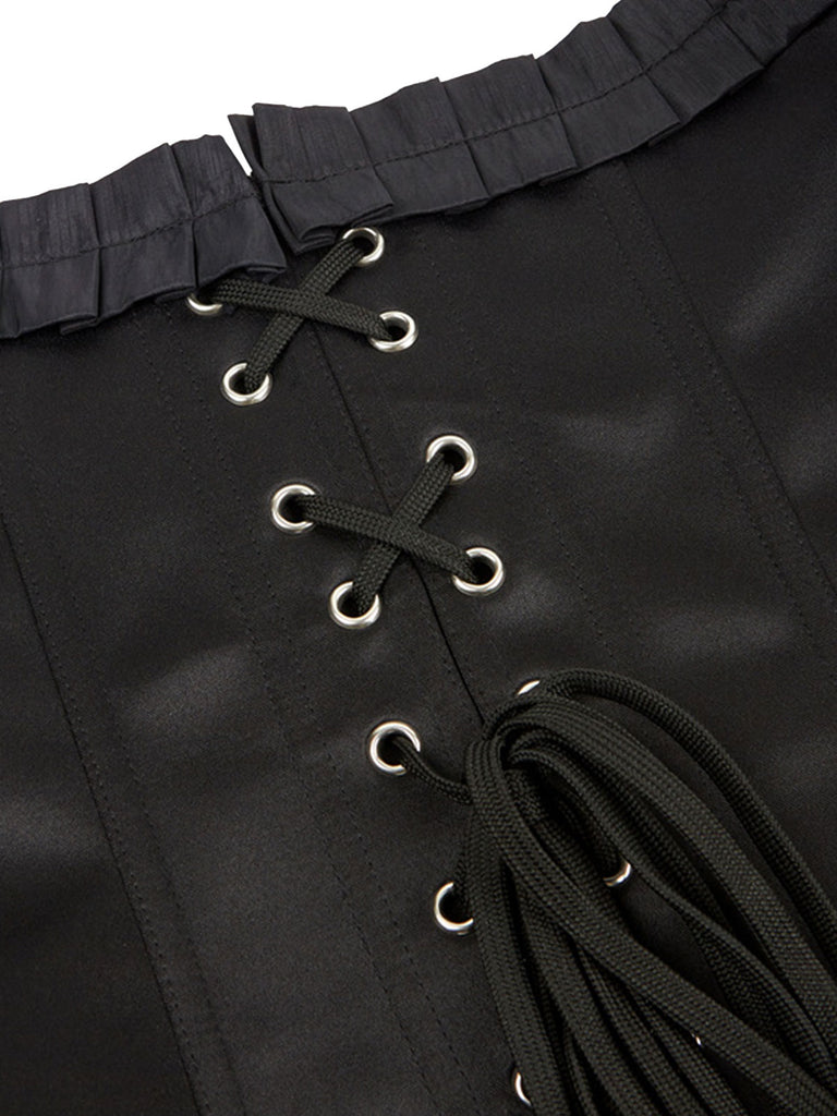 Black Steampunk Ruffle Off-Shoulder Corset: timeless style reimagined